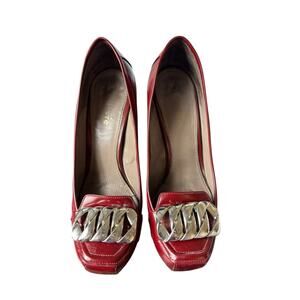 KALLISTE Women's Leather Pump Shoes Burgundy Red Size 40 US 9 Preppy 4 In. Heels